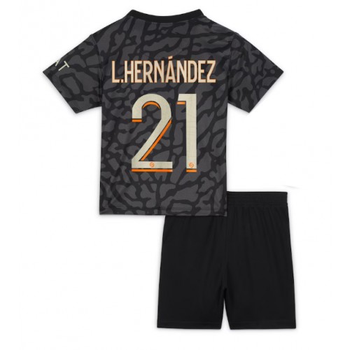 Maillot de foot Paris Saint-Germain Lucas Hernandez #21 Troisième enfant 2023-24 Manches Courte (+ pantalon court)